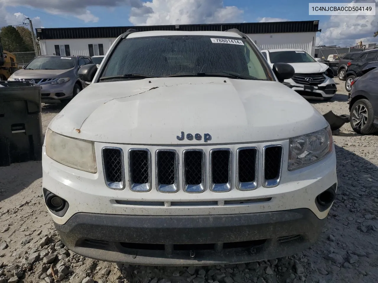 2012 Jeep Compass Sport VIN: 1C4NJCBA0CD504149 Lot: 78801414