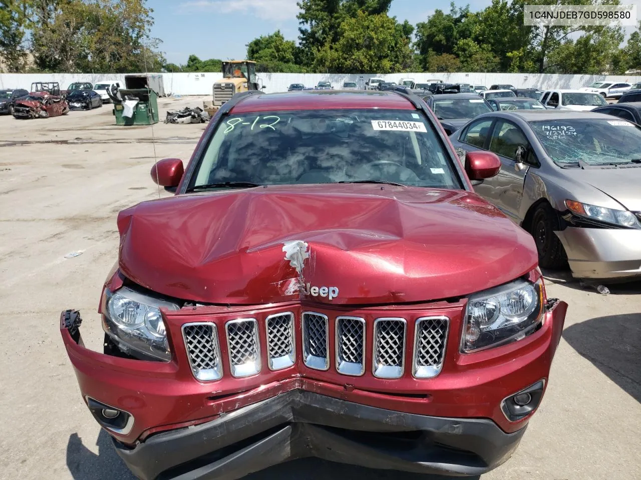 2016 Jeep Compass Latitude VIN: 1C4NJDEB7GD598580 Lot: 67844034