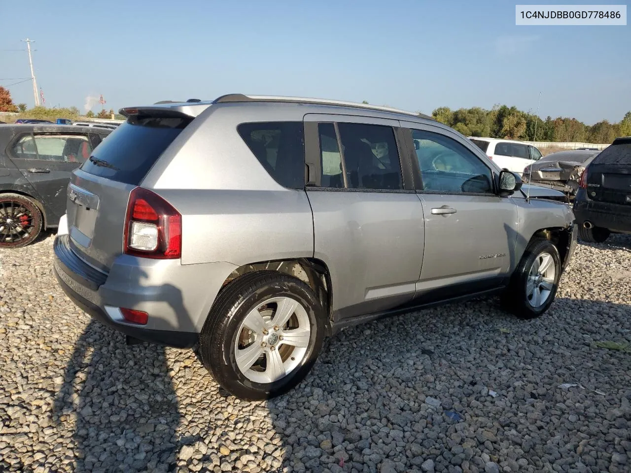 2016 Jeep Compass Sport VIN: 1C4NJDBB0GD778486 Lot: 71798054