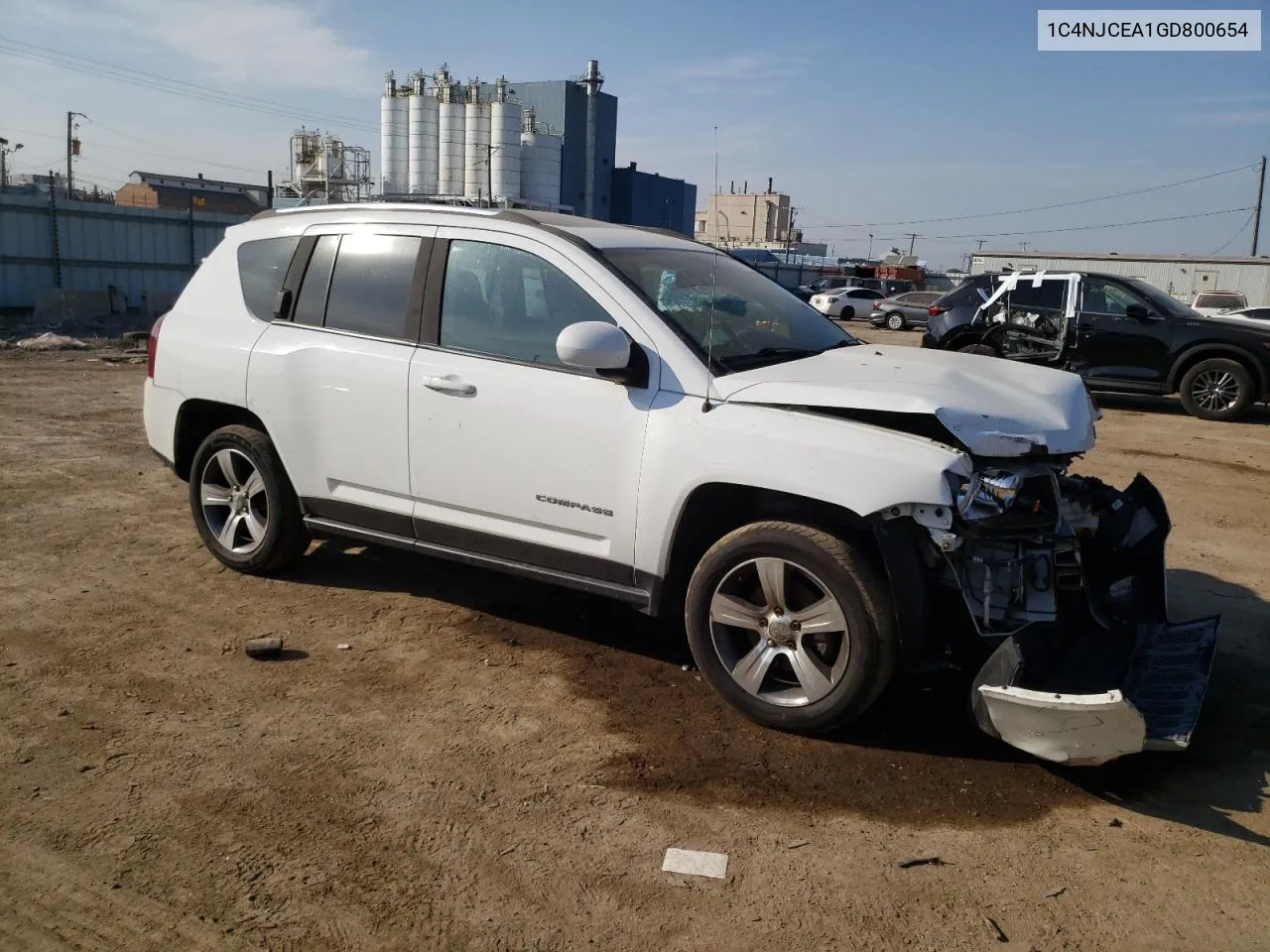 2016 Jeep Compass Latitude VIN: 1C4NJCEA1GD800654 Lot: 72158524