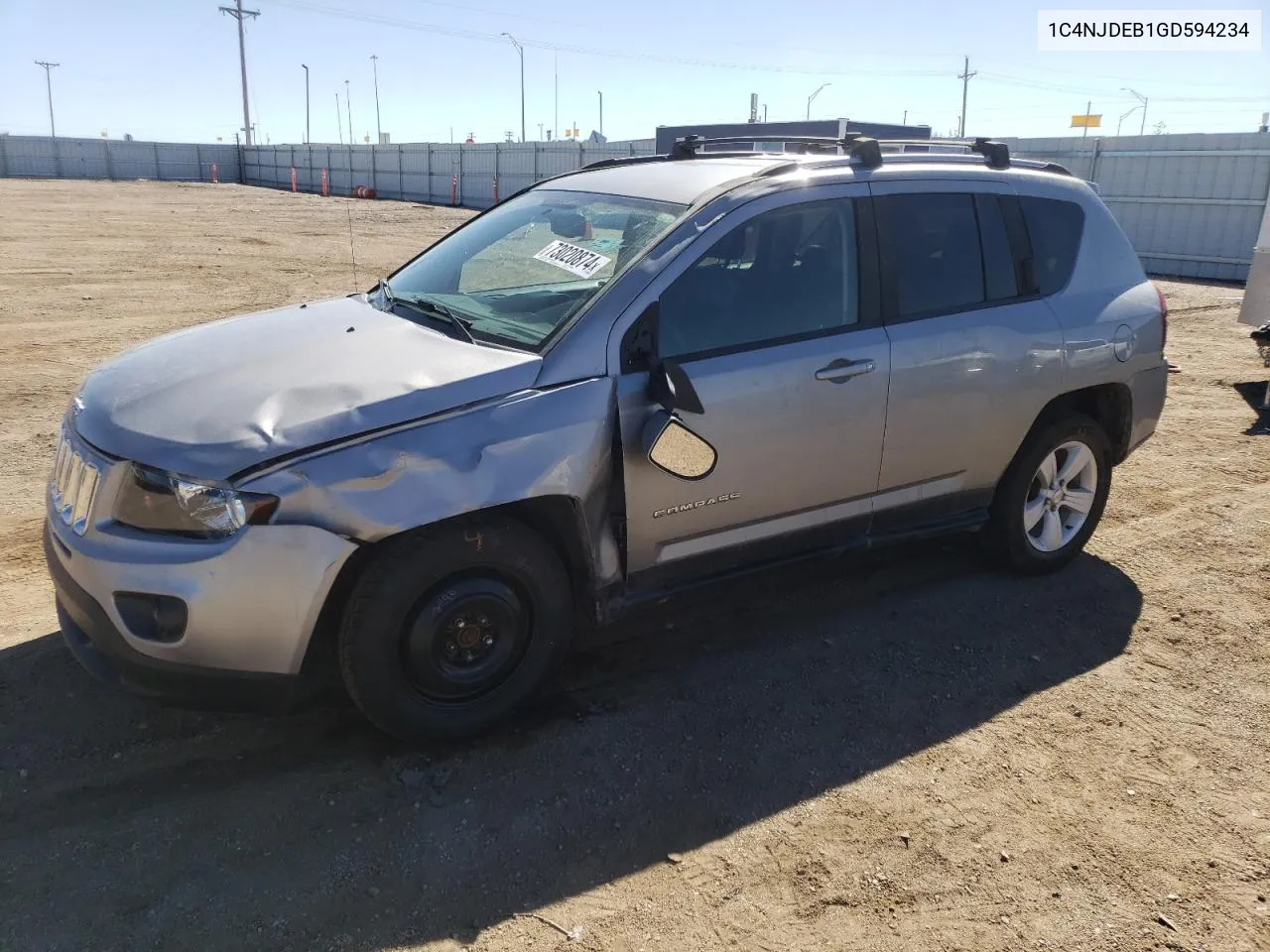 2016 Jeep Compass Latitude VIN: 1C4NJDEB1GD594234 Lot: 73020874