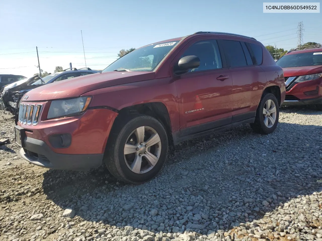 2016 Jeep Compass Sport VIN: 1C4NJDBB6GD549522 Lot: 74226624