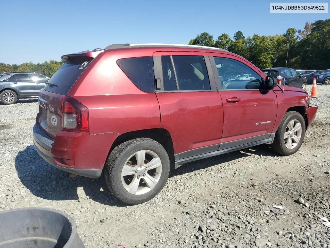 2016 Jeep Compass Sport VIN: 1C4NJDBB6GD549522 Lot: 74226624