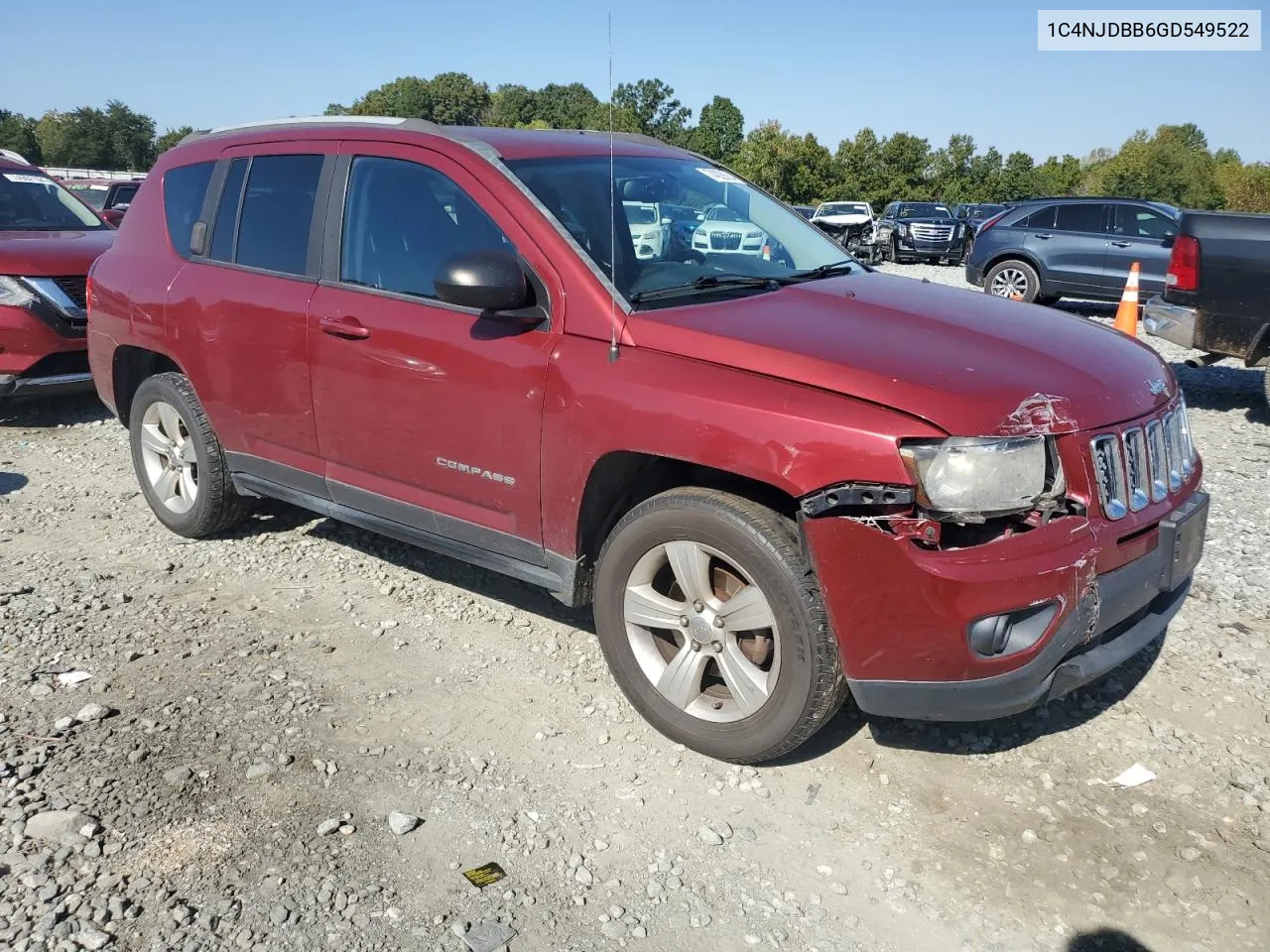 2016 Jeep Compass Sport VIN: 1C4NJDBB6GD549522 Lot: 74226624