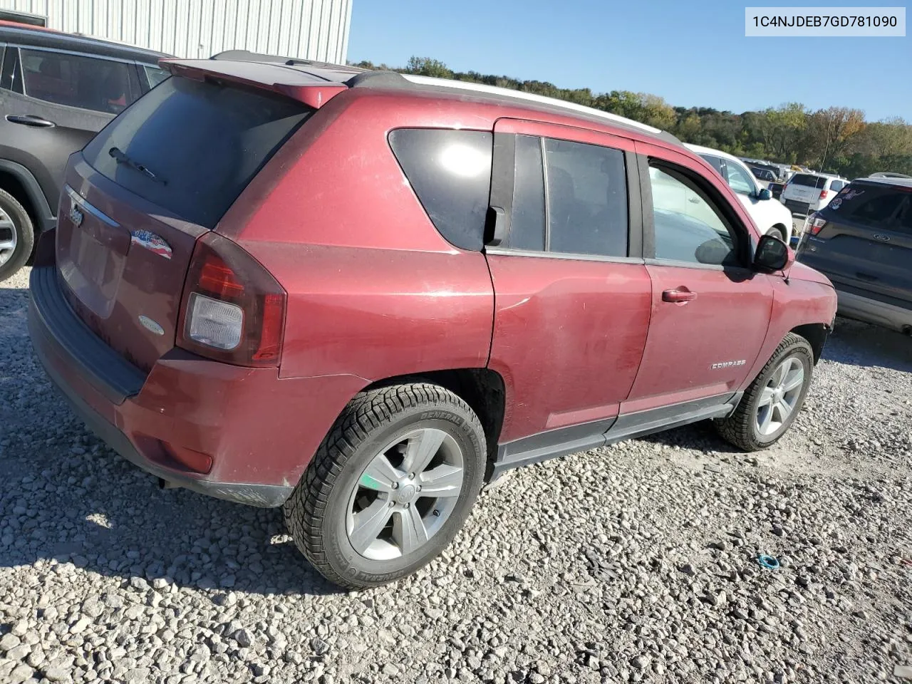 2016 Jeep Compass Latitude VIN: 1C4NJDEB7GD781090 Lot: 76608144