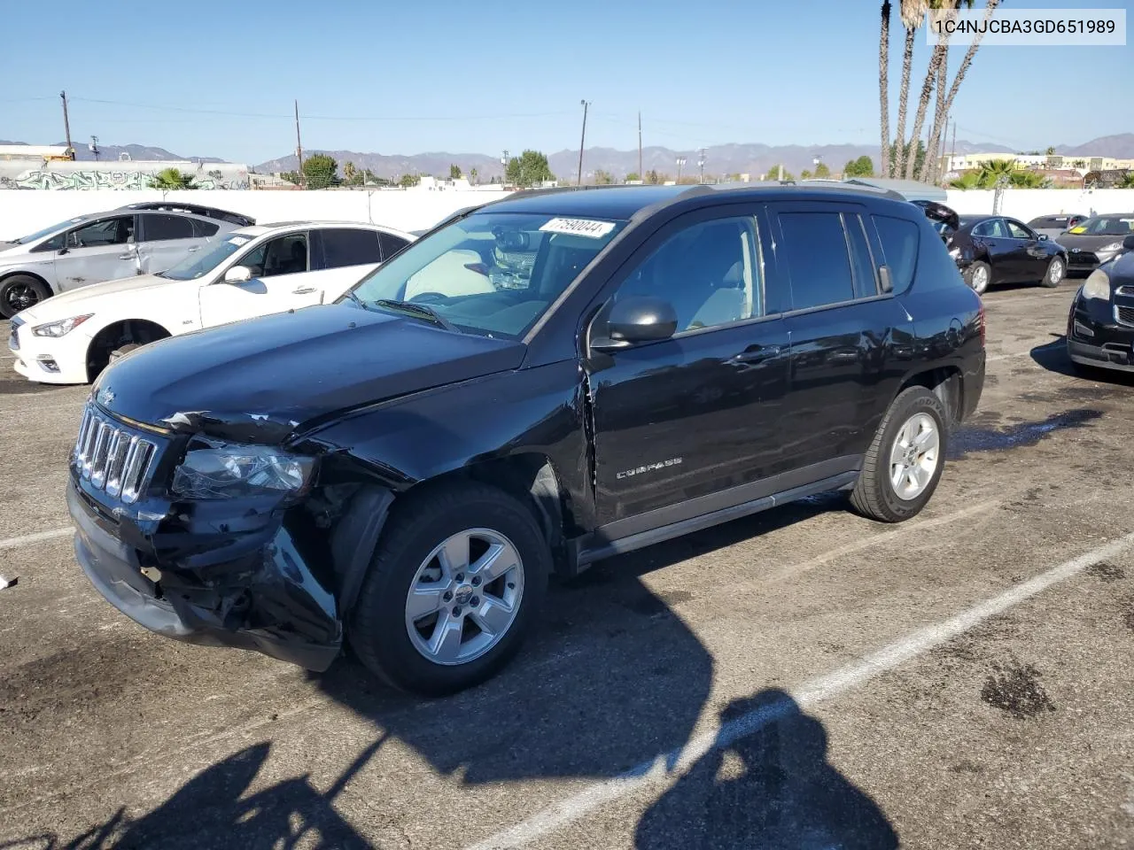 2016 Jeep Compass Sport VIN: 1C4NJCBA3GD651989 Lot: 77590044