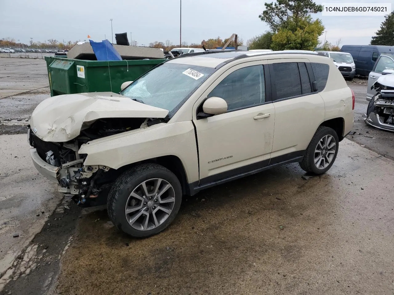 2016 Jeep Compass Latitude VIN: 1C4NJDEB6GD745021 Lot: 77634054