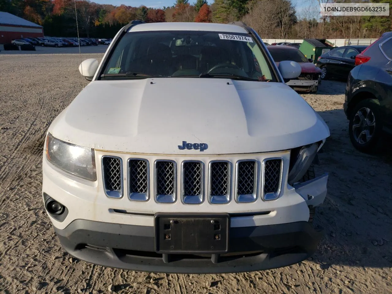 2016 Jeep Compass Latitude VIN: 1C4NJDEB9GD663235 Lot: 78501974