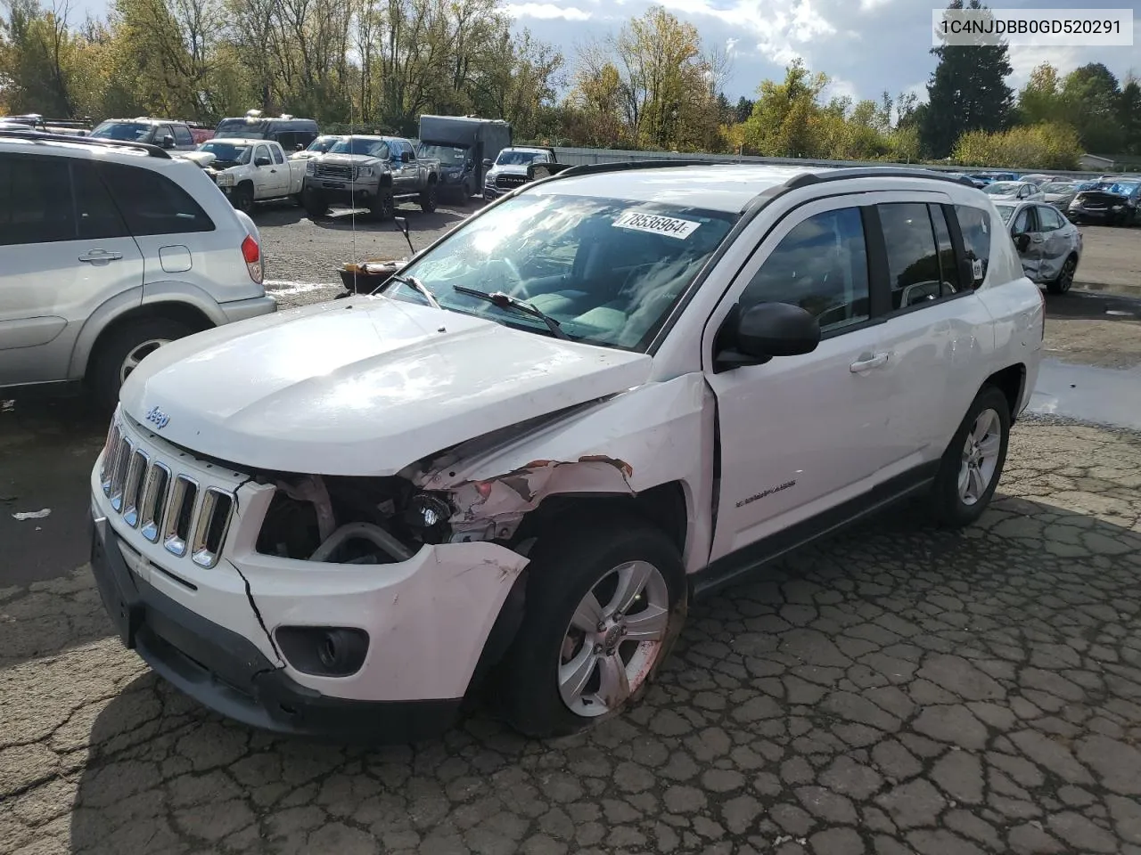 2016 Jeep Compass Sport VIN: 1C4NJDBB0GD520291 Lot: 78536964