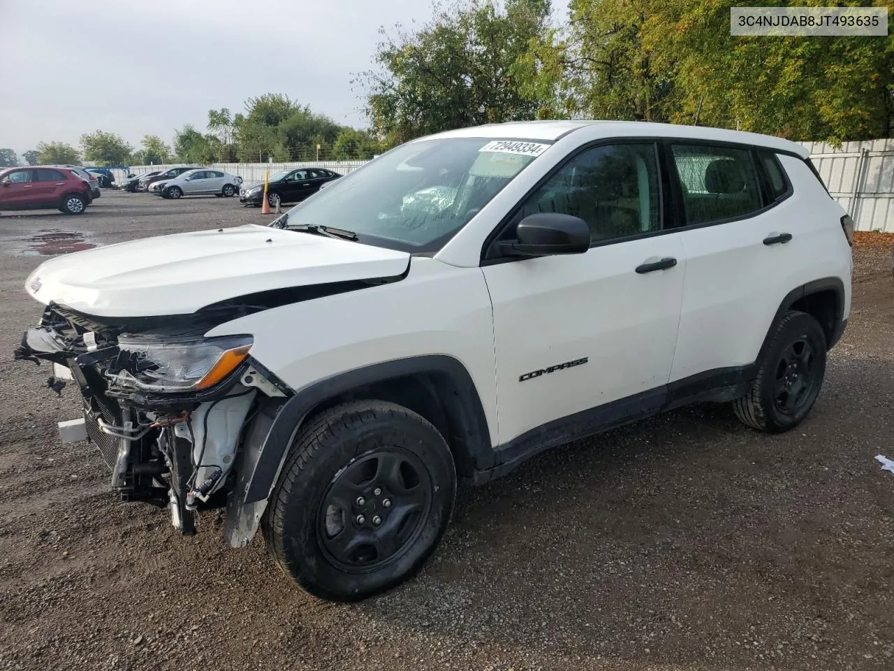 2018 Jeep Compass Sport VIN: 3C4NJDAB8JT493635 Lot: 72949334