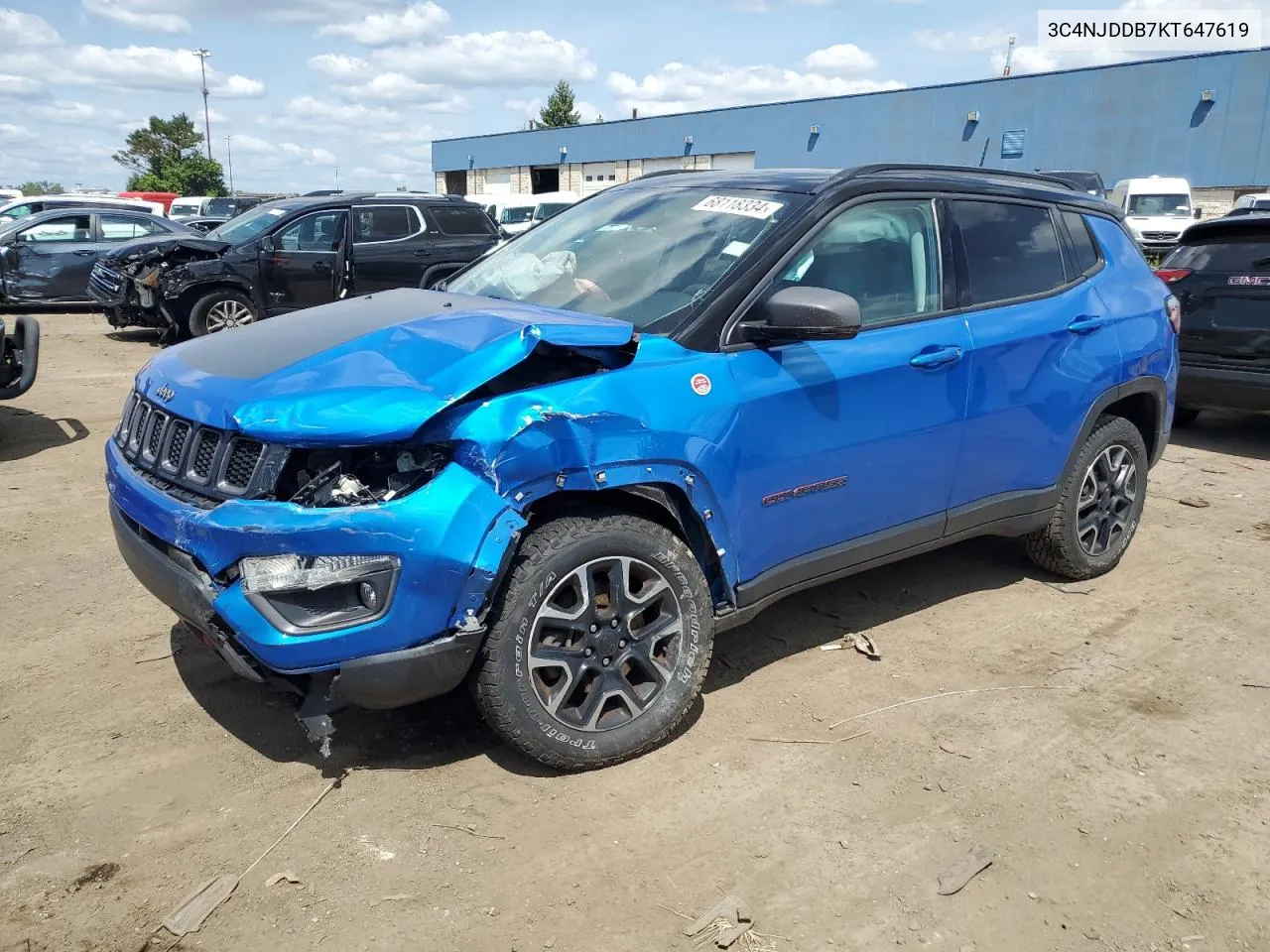 2019 Jeep Compass Trailhawk VIN: 3C4NJDDB7KT647619 Lot: 68118334