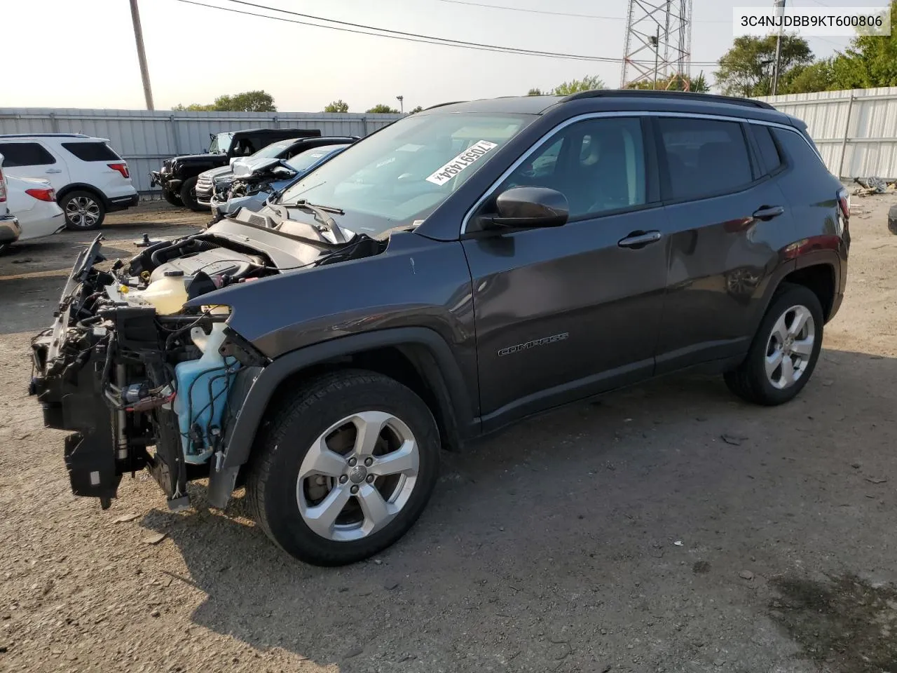 2019 Jeep Compass Latitude VIN: 3C4NJDBB9KT600806 Lot: 70591494