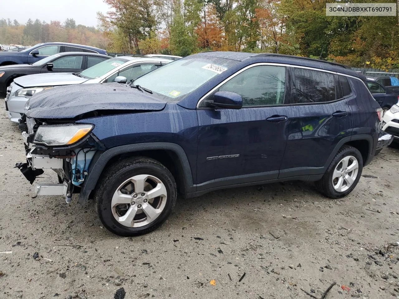 2019 Jeep Compass Latitude VIN: 3C4NJDBBXKT690791 Lot: 75419654