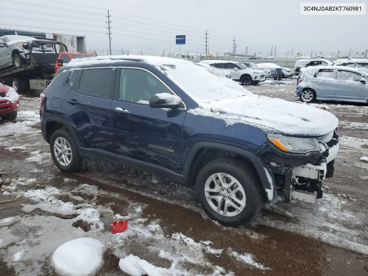 2019 Jeep Compass Sport VIN: 3C4NJDAB2KT760981 Lot: 79562774