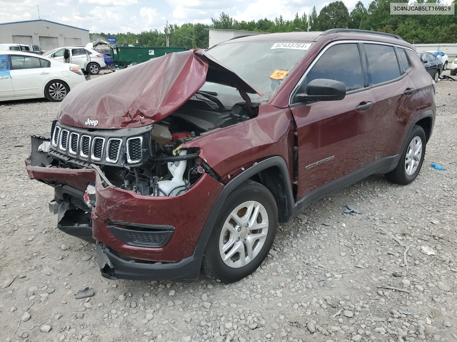 2020 Jeep Compass Sport VIN: 3C4NJCAB5LT169829 Lot: 62433764