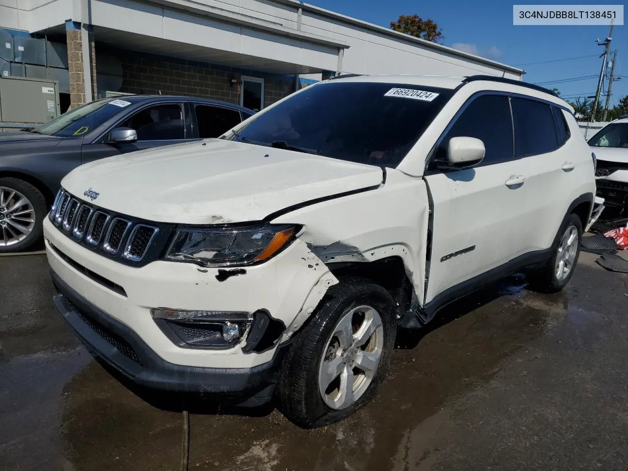 2020 Jeep Compass Latitude VIN: 3C4NJDBB8LT138451 Lot: 66920424