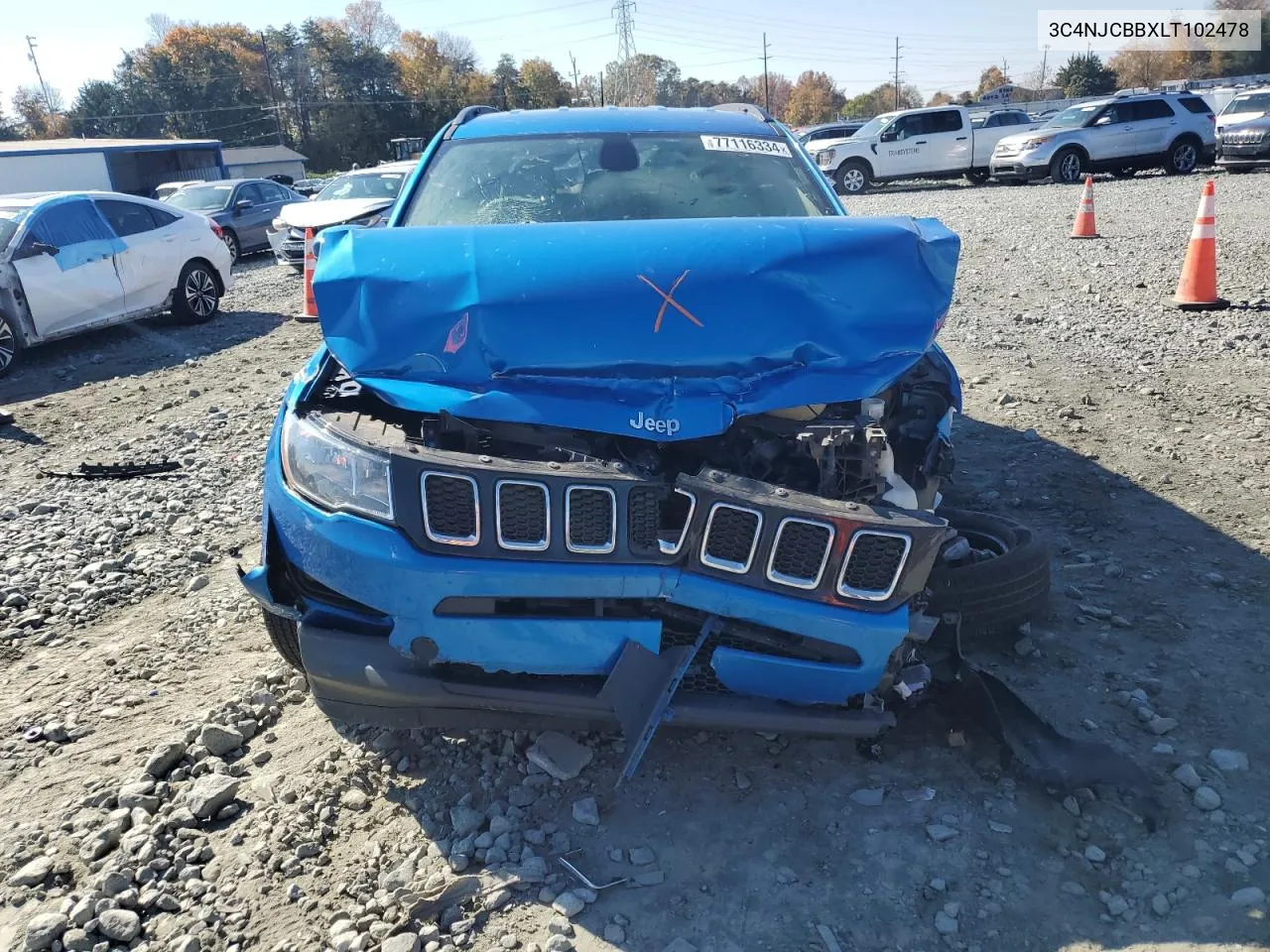 2020 Jeep Compass Latitude VIN: 3C4NJCBBXLT102478 Lot: 77116334