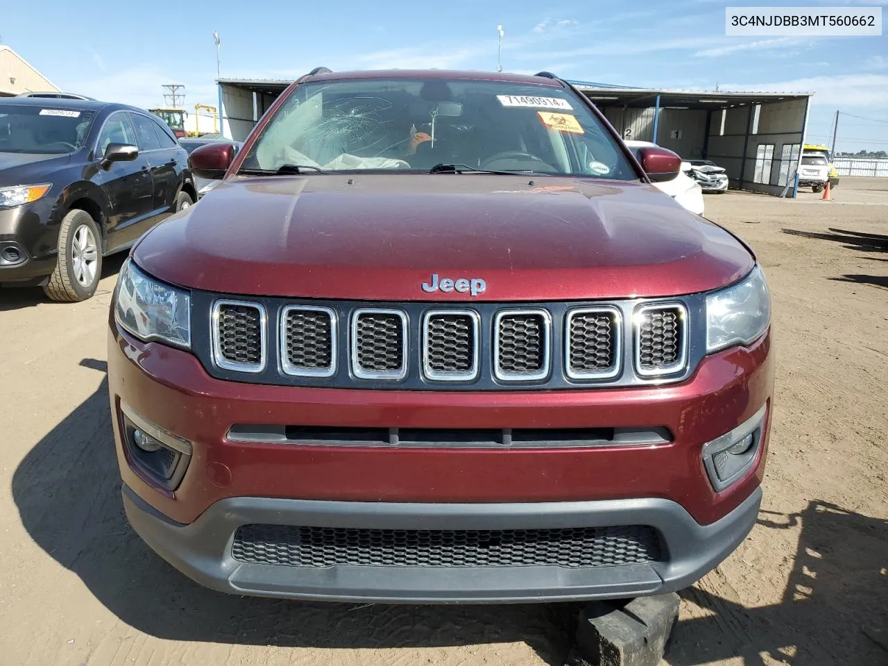 2021 Jeep Compass Latitude VIN: 3C4NJDBB3MT560662 Lot: 71490914