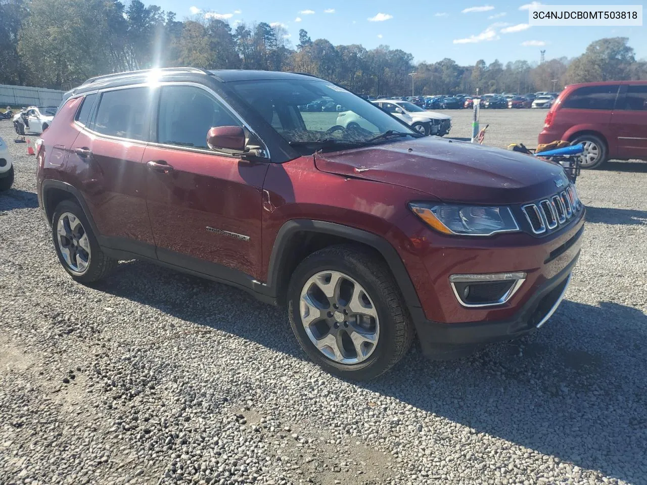 2021 Jeep Compass Limited VIN: 3C4NJDCB0MT503818 Lot: 74181214