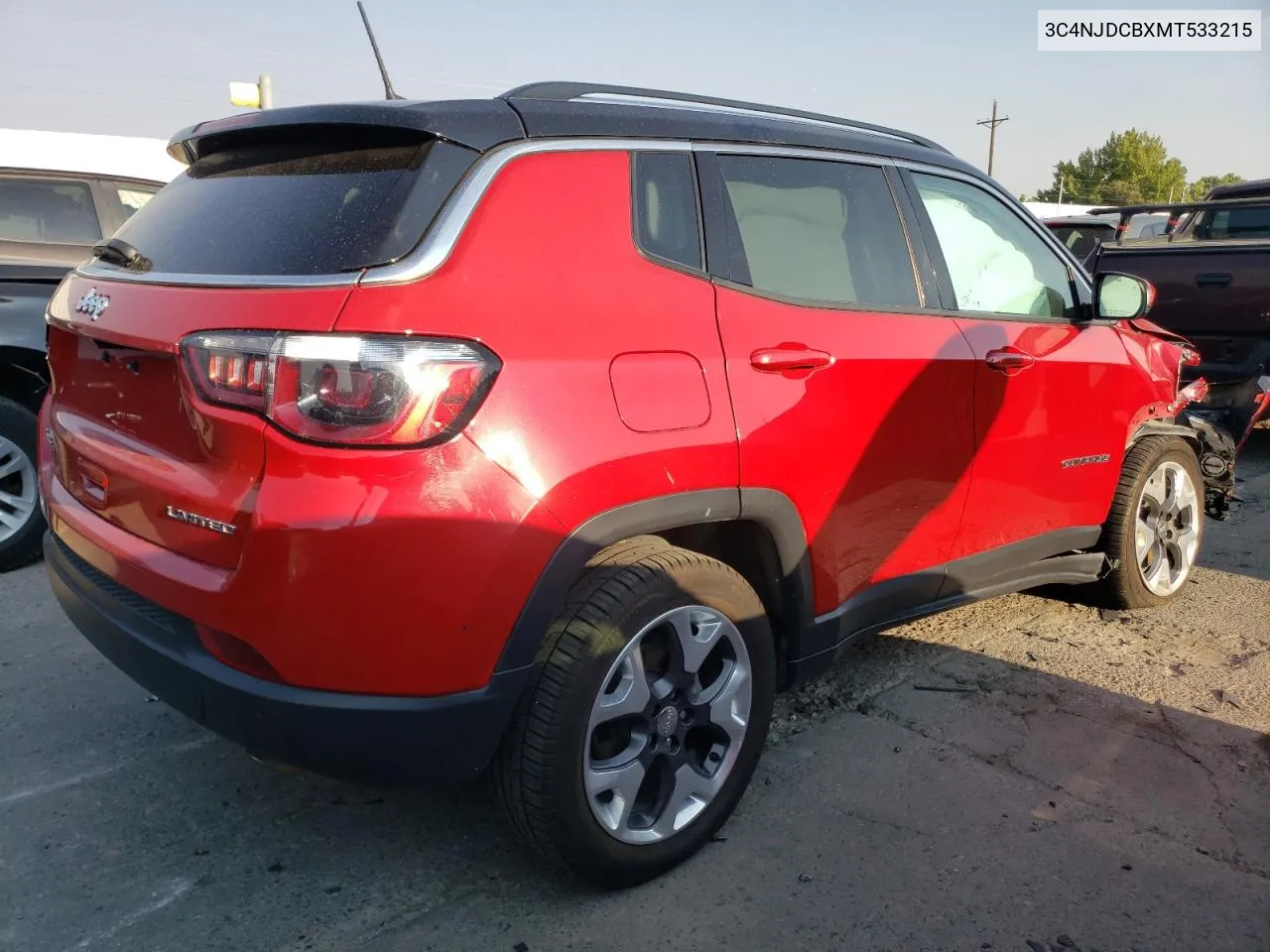 2021 Jeep Compass Limited VIN: 3C4NJDCBXMT533215 Lot: 75560864