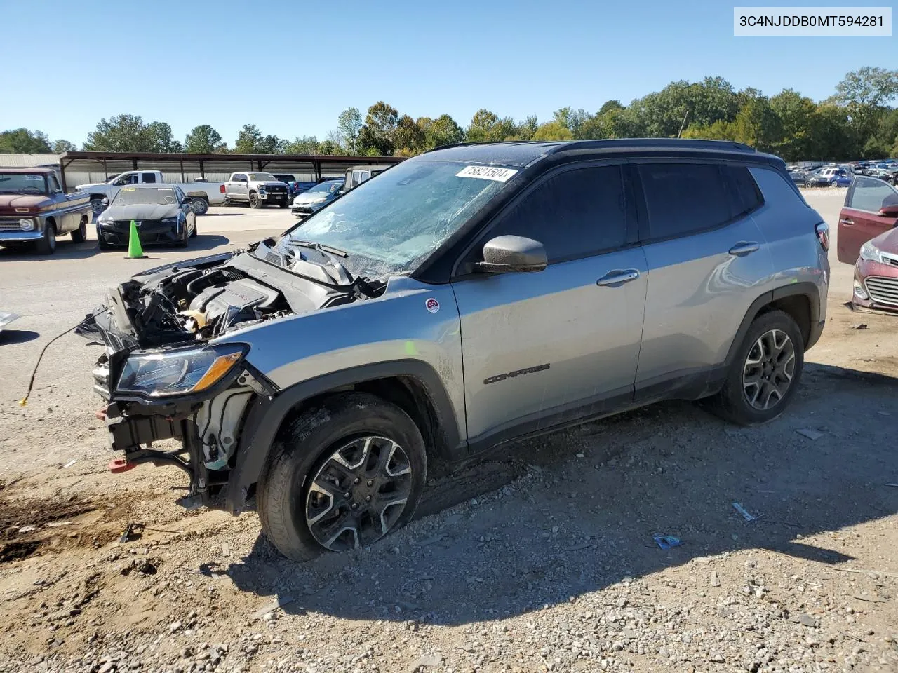 2021 Jeep Compass Trailhawk VIN: 3C4NJDDB0MT594281 Lot: 75821504