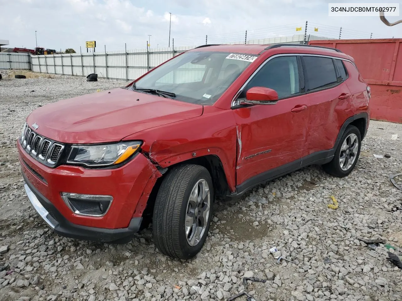 2021 Jeep Compass Limited VIN: 3C4NJDCB0MT602977 Lot: 75929474