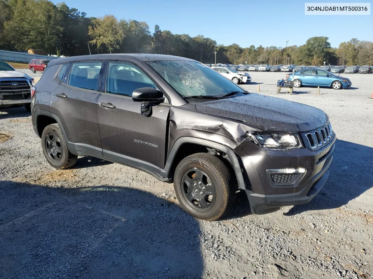 2021 Jeep Compass Sport VIN: 3C4NJDAB1MT500316 Lot: 76979184