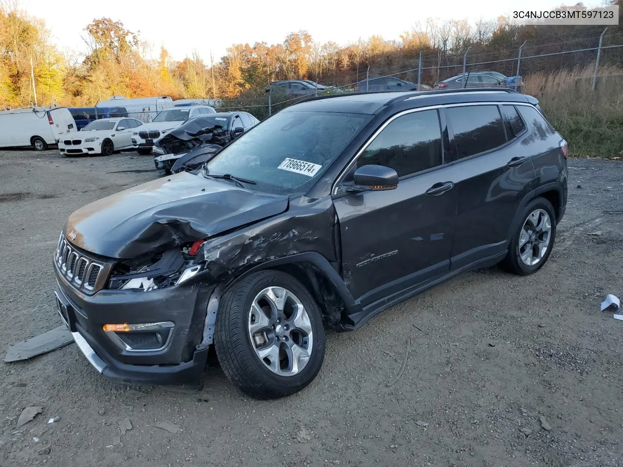 2021 Jeep Compass Limited VIN: 3C4NJCCB3MT597123 Lot: 78966514