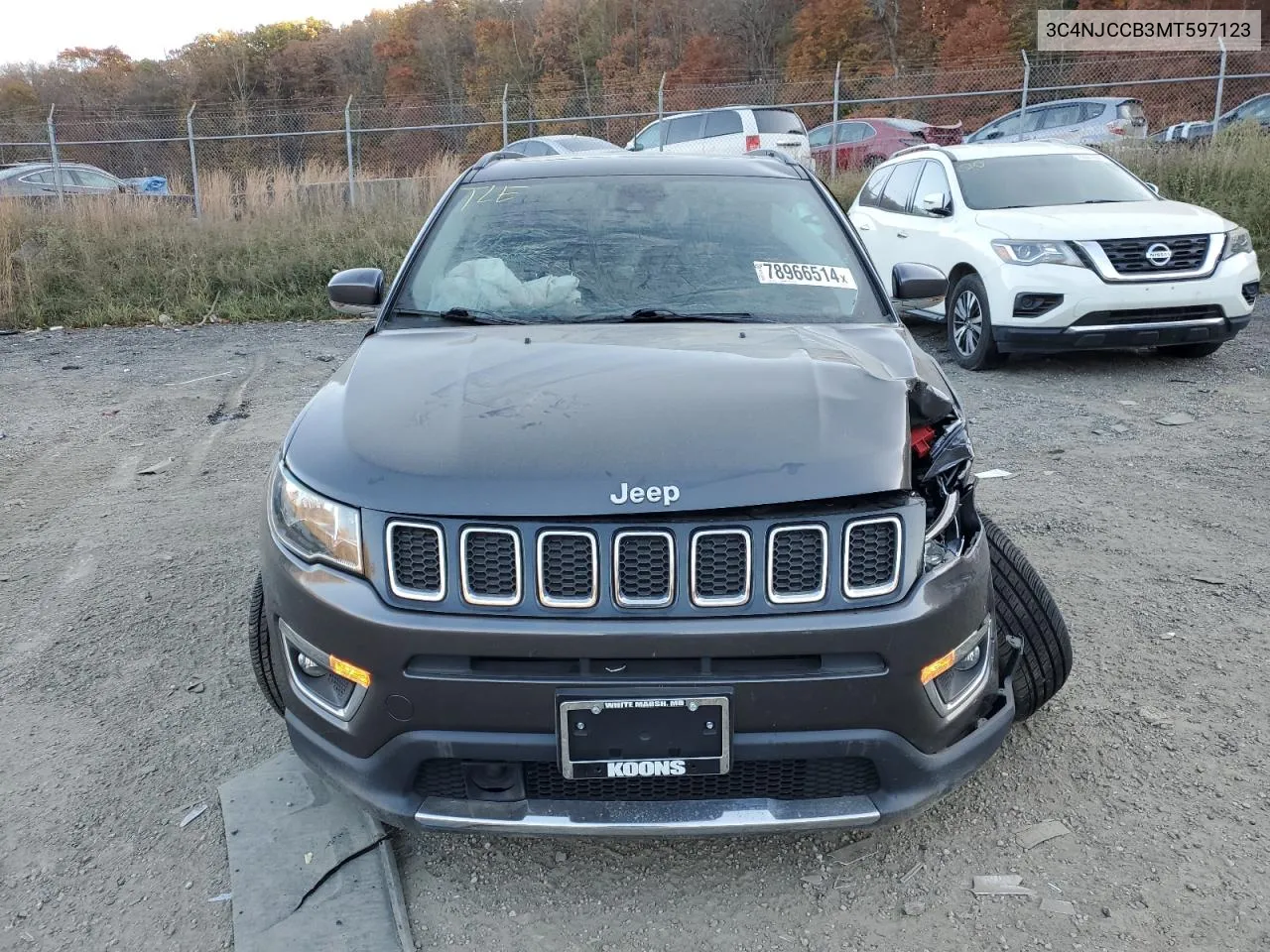 2021 Jeep Compass Limited VIN: 3C4NJCCB3MT597123 Lot: 78966514