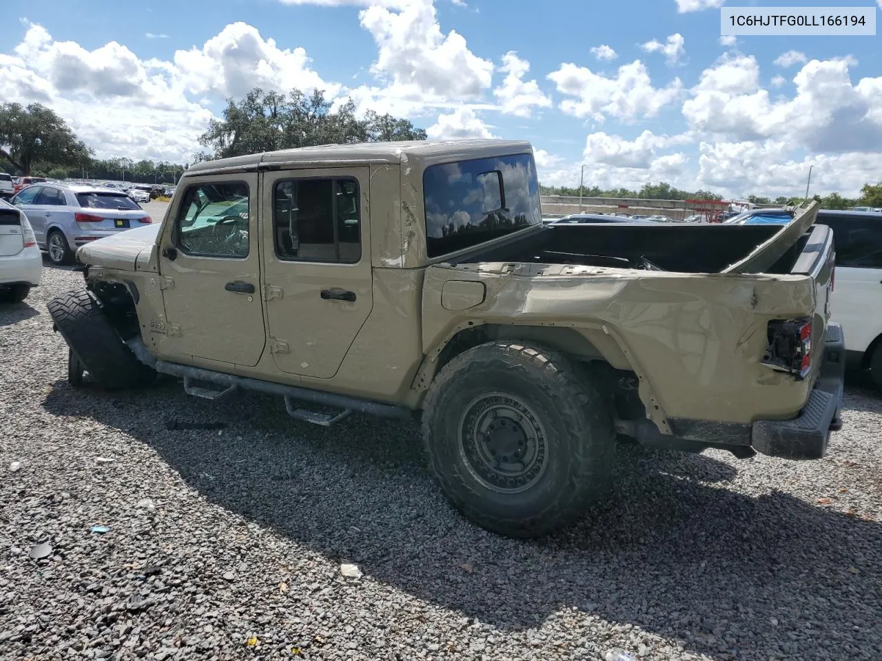 2020 Jeep Gladiator Overland VIN: 1C6HJTFG0LL166194 Lot: 68972094