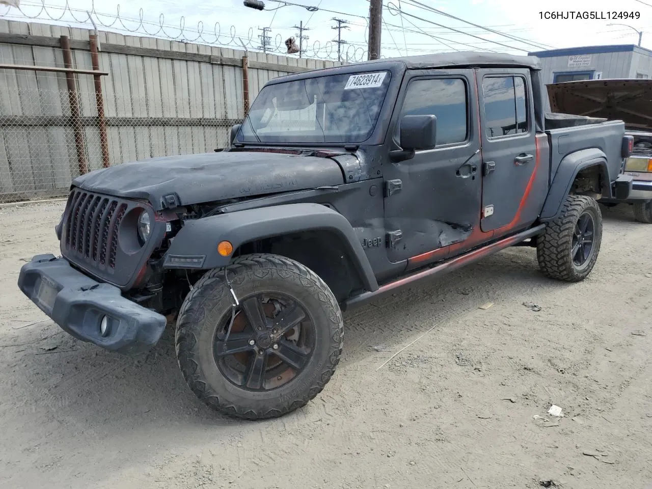 2020 Jeep Gladiator Sport VIN: 1C6HJTAG5LL124949 Lot: 74623914