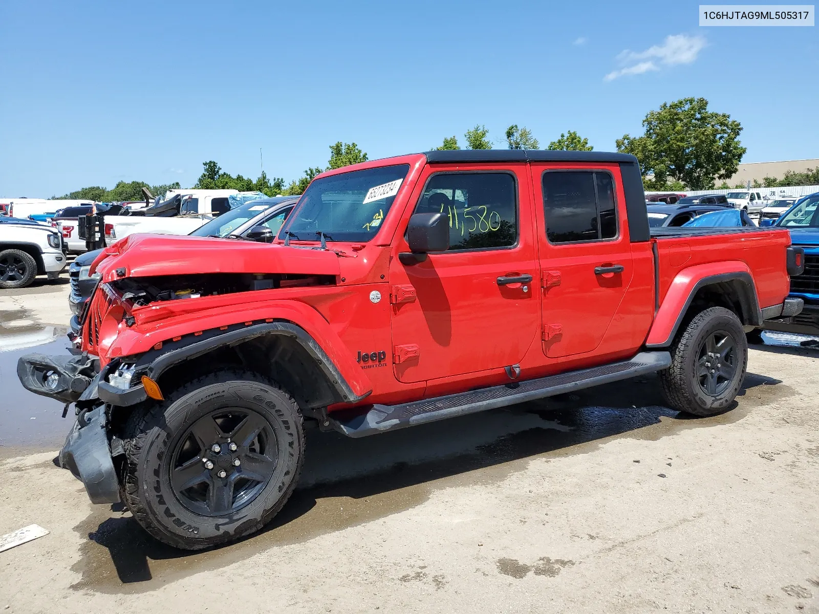 2021 Jeep Gladiator Sport VIN: 1C6HJTAG9ML505317 Lot: 65273234