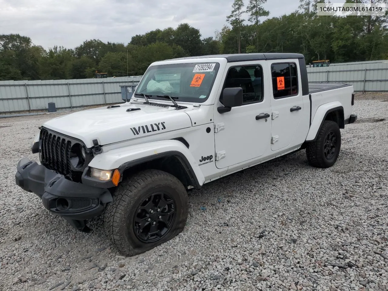 2021 Jeep Gladiator Sport VIN: 1C6HJTAG3ML614159 Lot: 71392294