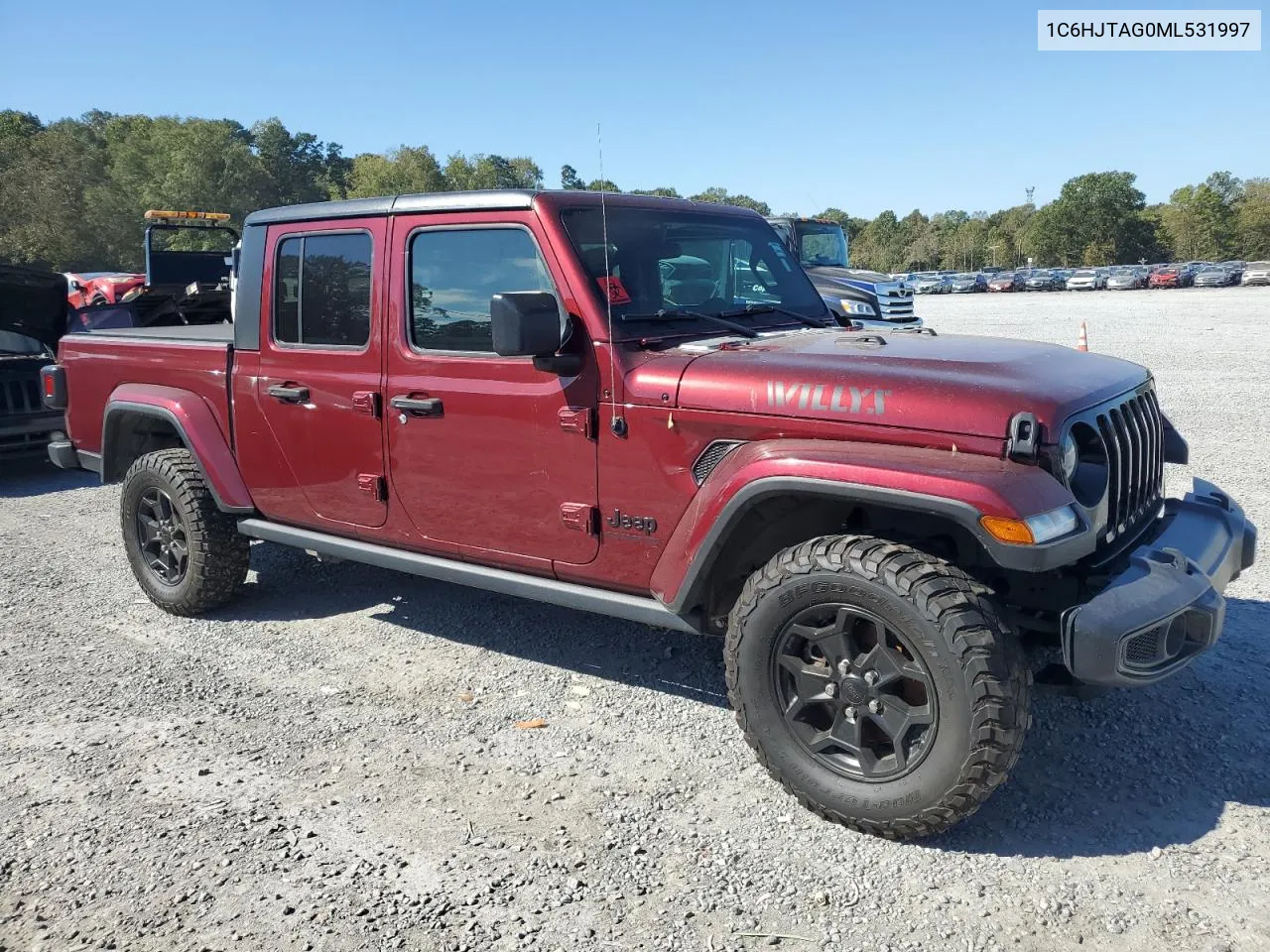 2021 Jeep Gladiator Sport VIN: 1C6HJTAG0ML531997 Lot: 75132364