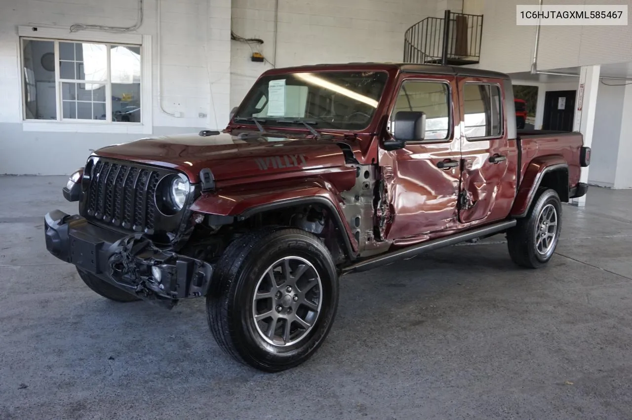 2021 Jeep Gladiator Sport VIN: 1C6HJTAGXML585467 Lot: 75924214