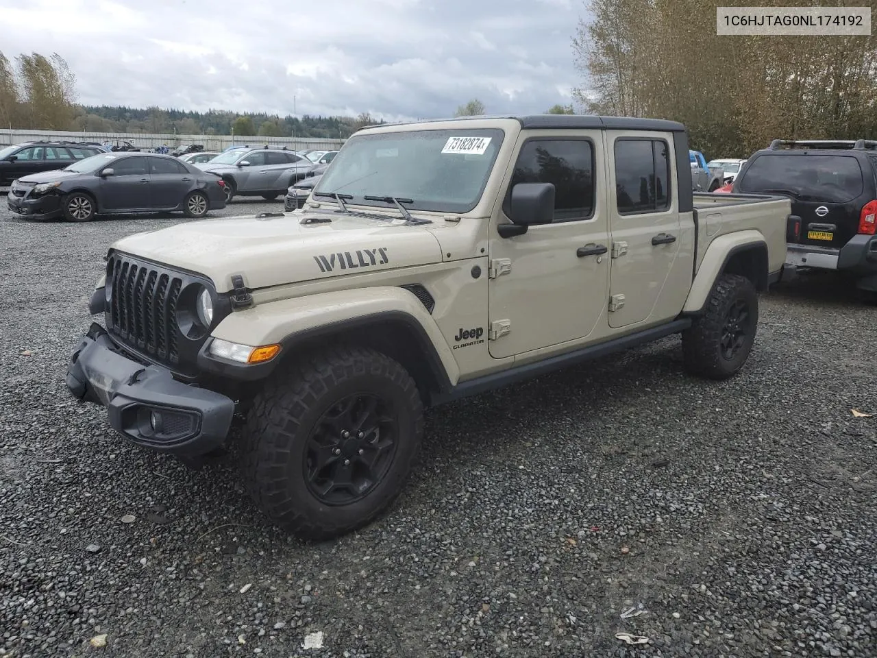 2022 Jeep Gladiator Sport VIN: 1C6HJTAG0NL174192 Lot: 73182874