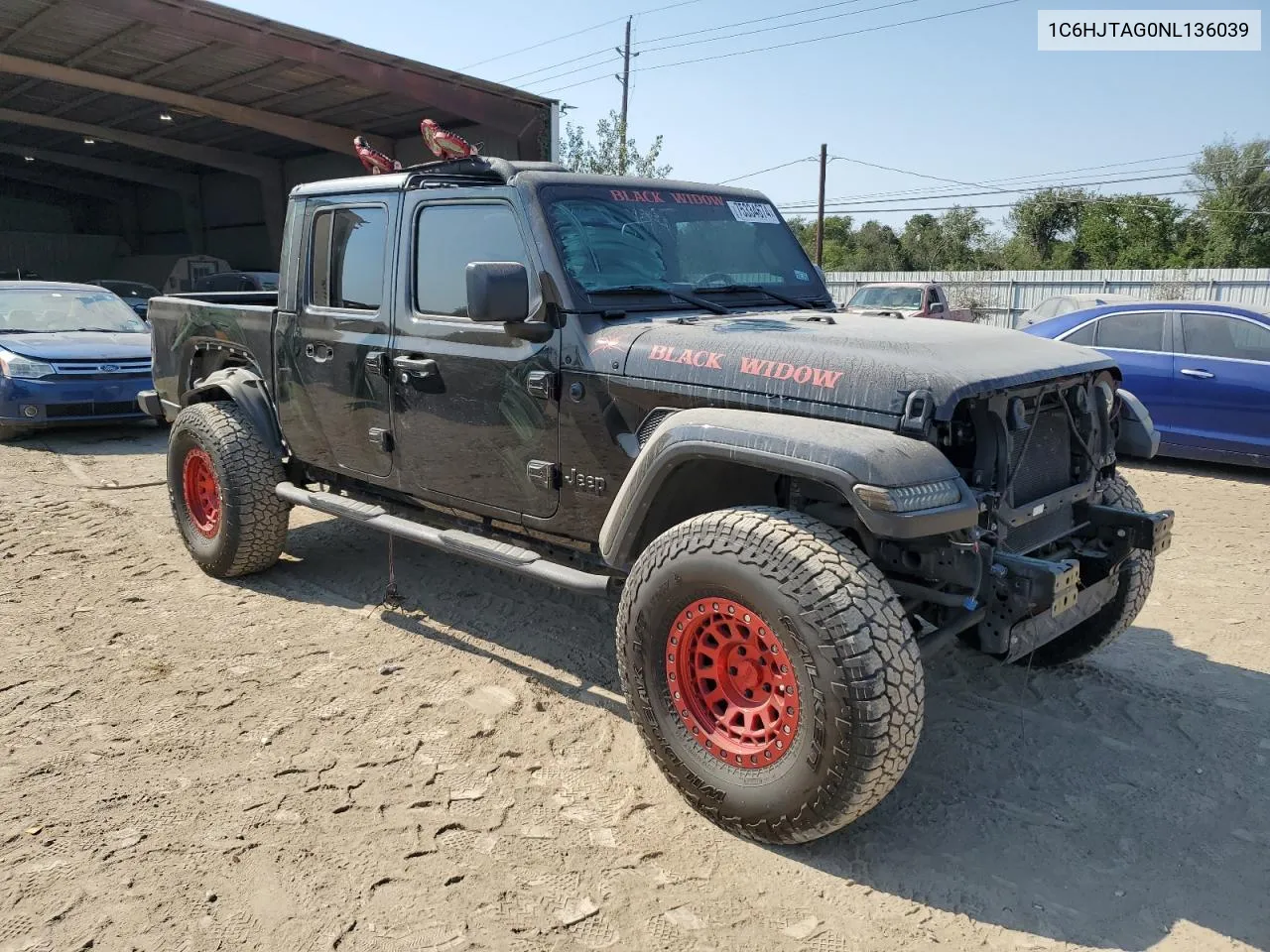 2022 Jeep Gladiator Sport VIN: 1C6HJTAG0NL136039 Lot: 75334674