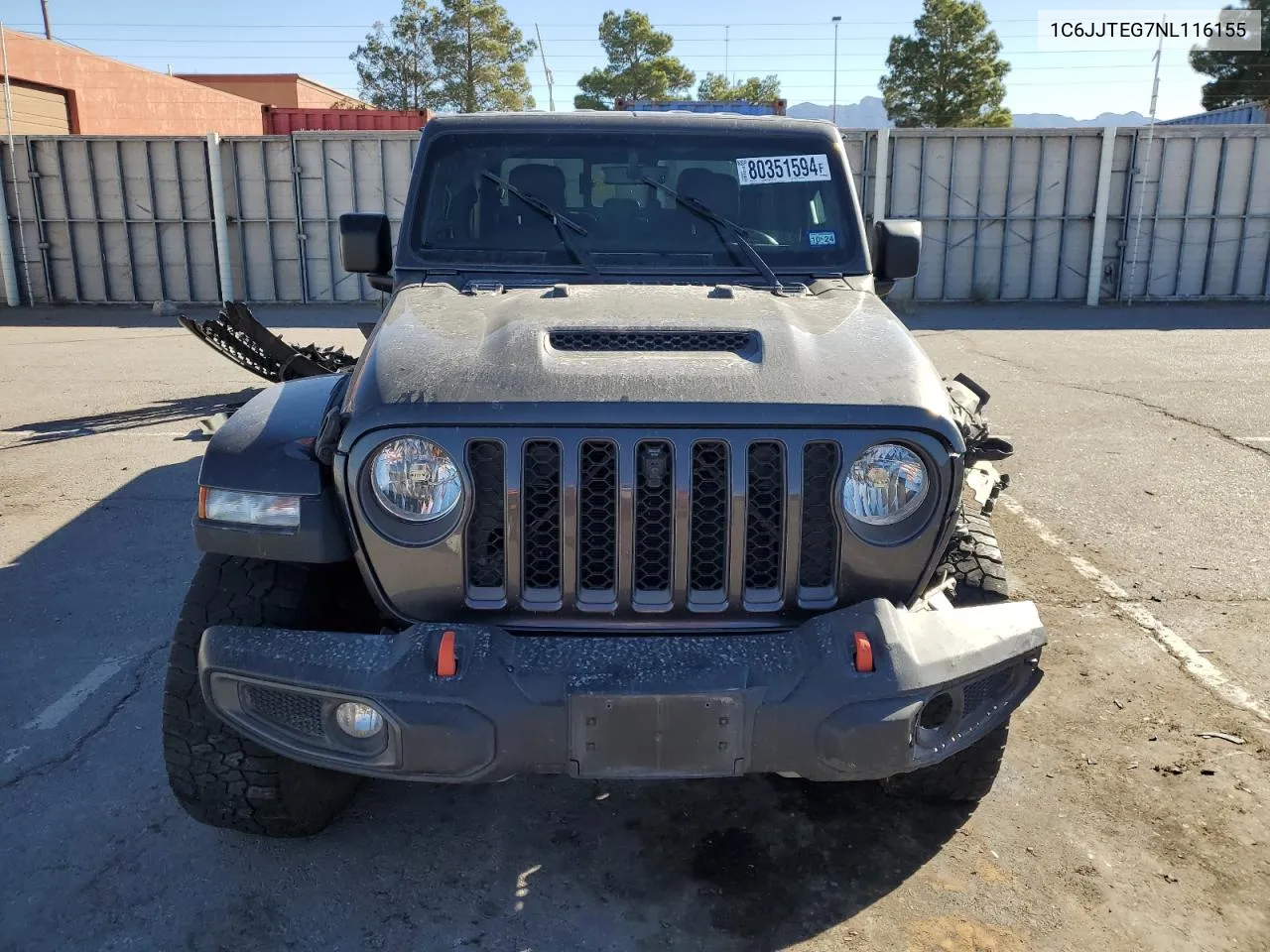 2022 Jeep Gladiator Mojave VIN: 1C6JJTEG7NL116155 Lot: 80351594