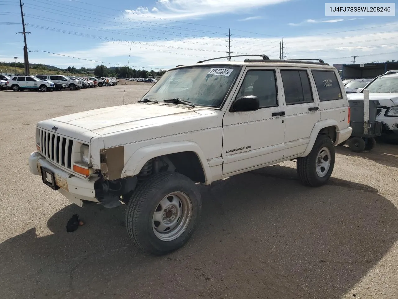 1998 Jeep Cherokee Limited VIN: 1J4FJ78S8WL208246 Lot: 71940034