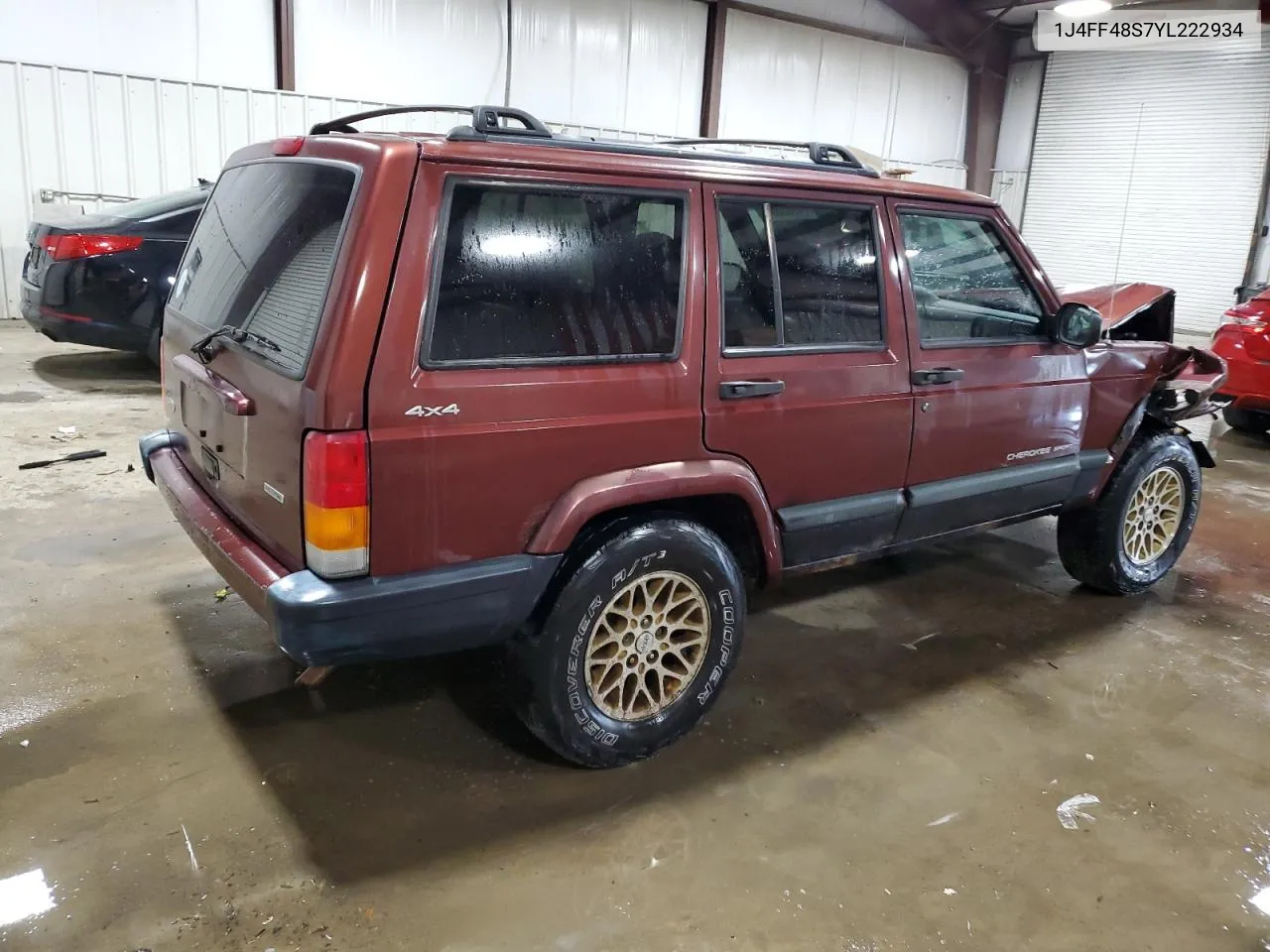 2000 Jeep Cherokee Sport VIN: 1J4FF48S7YL222934 Lot: 74905094