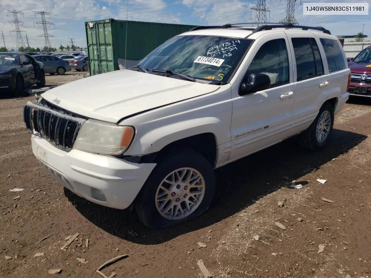 2003 Jeep Grand Cherokee Limited VIN: 1J4GW58N83C511981 Lot: 61734014