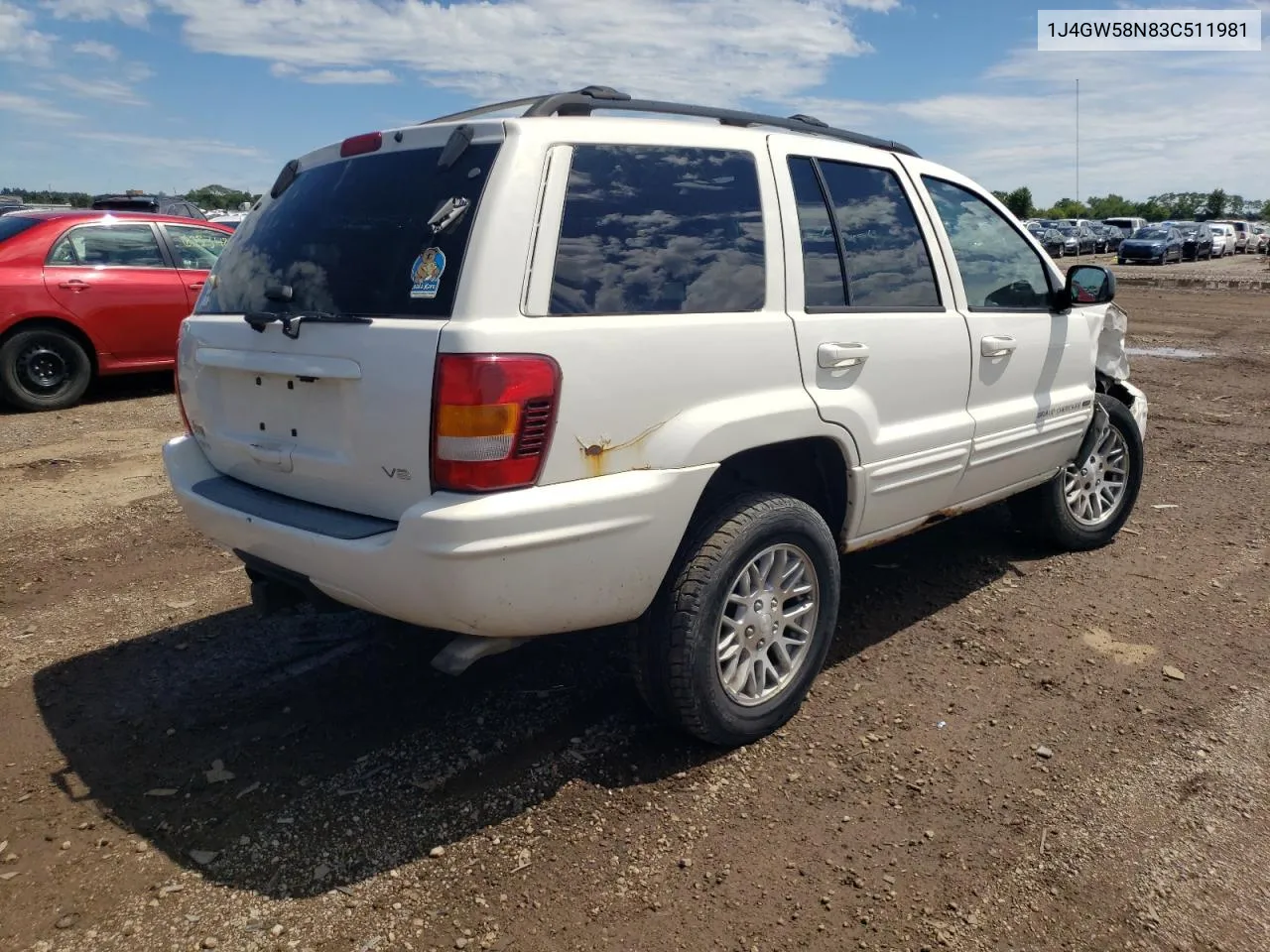 2003 Jeep Grand Cherokee Limited VIN: 1J4GW58N83C511981 Lot: 61734014