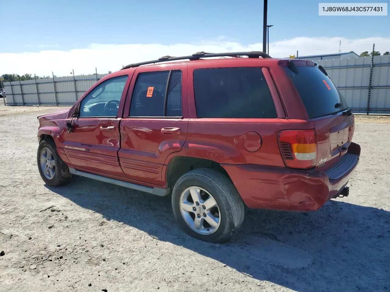 1J8GW68J43C577431 2003 Jeep Grand Cherokee Overland