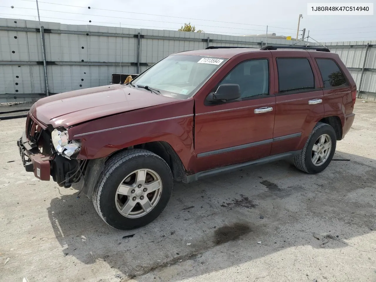 2007 Jeep Grand Cherokee Laredo VIN: 1J8GR48K47C514940 Lot: 71313594