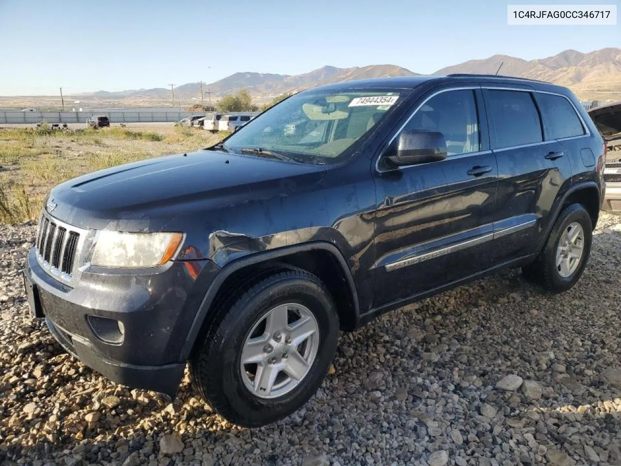 2012 Jeep Grand Cherokee Laredo VIN: 1C4RJFAG0CC346717 Lot: 74944354