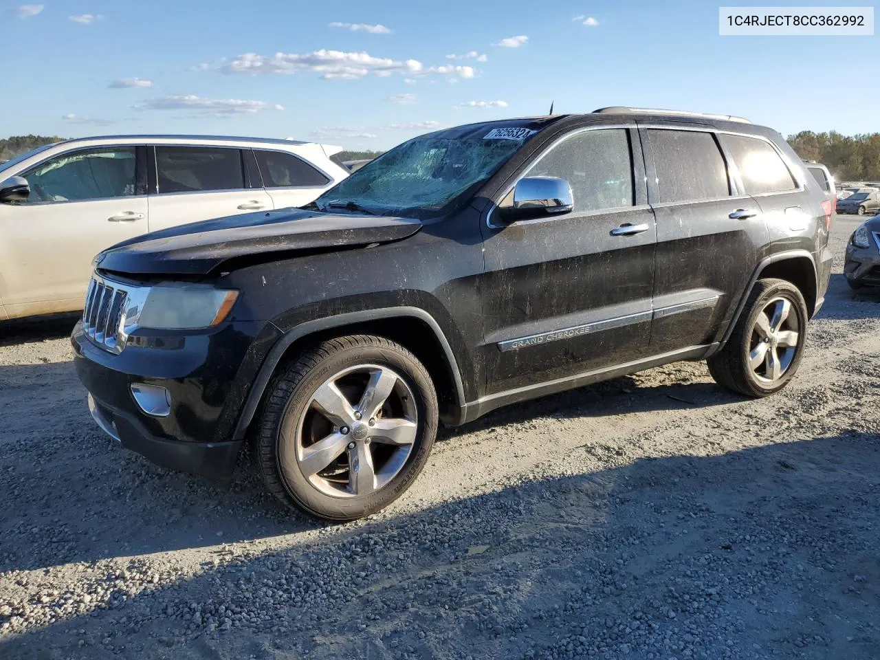 2012 Jeep Grand Cherokee Overland VIN: 1C4RJECT8CC362992 Lot: 76256324