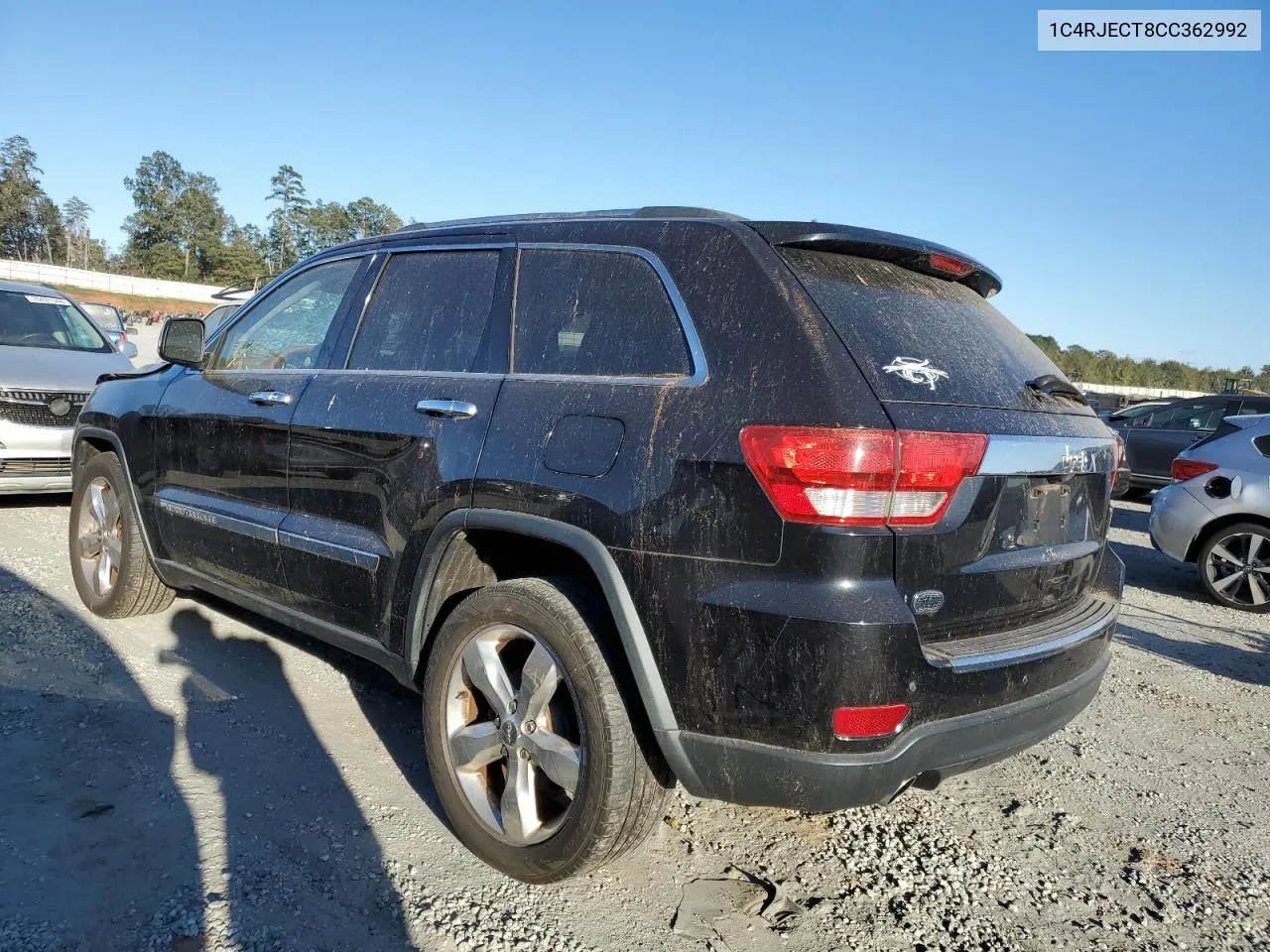 2012 Jeep Grand Cherokee Overland VIN: 1C4RJECT8CC362992 Lot: 76256324