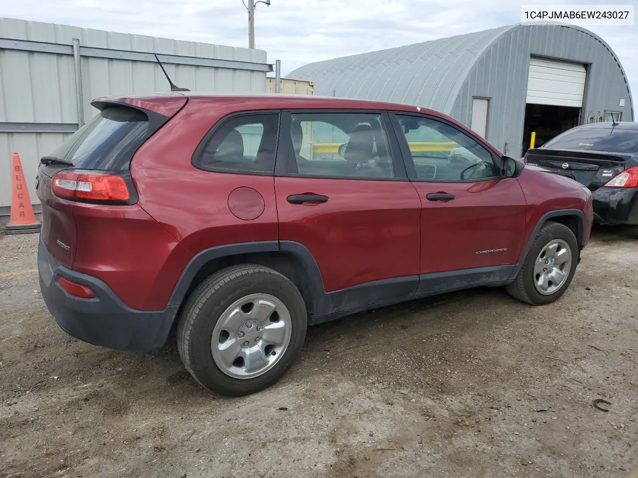 2014 Jeep Cherokee Sport VIN: 1C4PJMAB6EW243027 Lot: 52389884