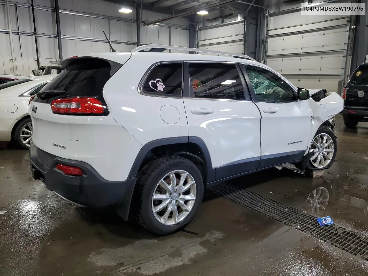 2014 Jeep Cherokee Limited VIN: 1C4PJMDSXEW190795 Lot: 62276364