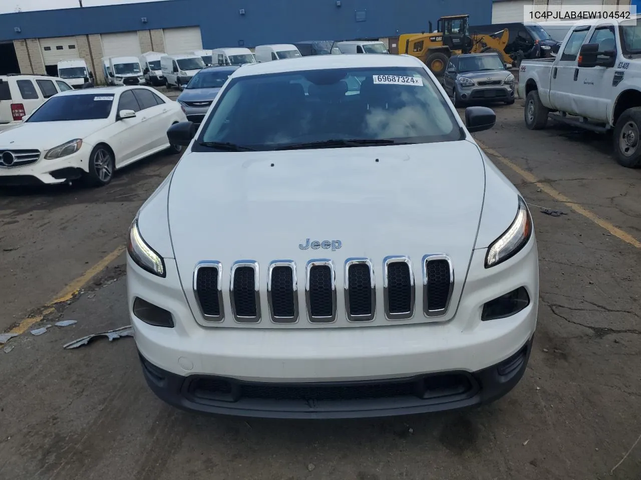 2014 Jeep Cherokee Sport VIN: 1C4PJLAB4EW104542 Lot: 69687324